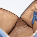 BVLGARI Chandra Hand Bag Leather Blue Gold Tone Auth 198928A-20
