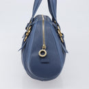 BVLGARI Chandra Hand Bag Leather Blue Gold Tone Auth 198928A-4