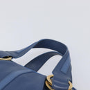 BVLGARI Chandra Hand Bag Leather Blue Gold Tone Auth 198928A-8