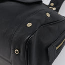 BVLGARI Hand Bag Leather Black Gold Tone Auth 198930A-10
