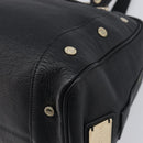 BVLGARI Hand Bag Leather Black Gold Tone Auth 198930A-12