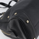 BVLGARI Hand Bag Leather Black Gold Tone Auth 198930A-13