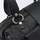 BVLGARI Hand Bag Leather Black Gold Tone Auth 198930A-15
