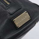 BVLGARI Hand Bag Leather Black Gold Tone Auth 198930A-16