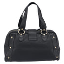 BVLGARI Hand Bag Leather Black Gold Tone Auth 198930A-3