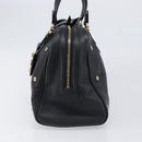BVLGARI Hand Bag Leather Black Gold Tone Auth 198930A-4