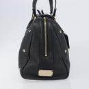 BVLGARI Hand Bag Leather Black Gold Tone Auth 198930A-5