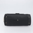 BVLGARI Hand Bag Leather Black Gold Tone Auth 198930A-9