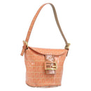 FENDI Zucchino Mamma Baguette Hand Bag Patent Orange Gold Tone Auth 198931-1