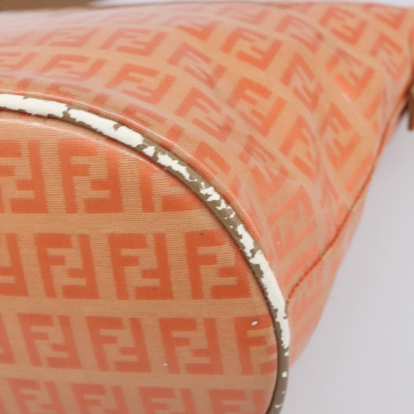 FENDI Zucchino Mamma Baguette Hand Bag Patent Orange Gold Tone Auth 198931