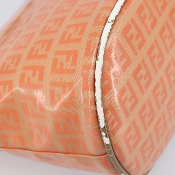 FENDI Zucchino Mamma Baguette Hand Bag Patent Orange Gold Tone Auth 198931