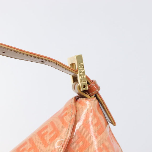FENDI Zucchino Mamma Baguette Hand Bag Patent Orange Gold Tone Auth 198931