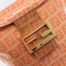 FENDI Zucchino Mamma Baguette Hand Bag Patent Orange Gold Tone Auth 198931-18