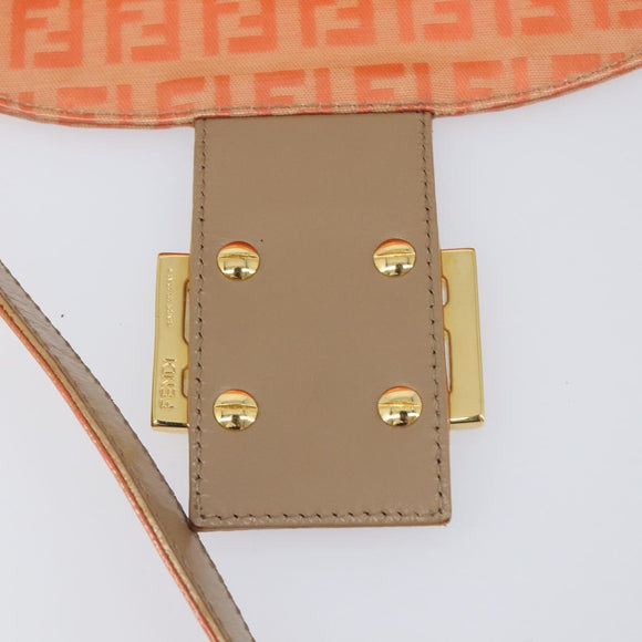 FENDI Zucchino Mamma Baguette Hand Bag Patent Orange Gold Tone Auth 198931