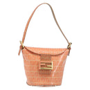 FENDI Zucchino Mamma Baguette Hand Bag Patent Orange Gold Tone Auth 198931-13