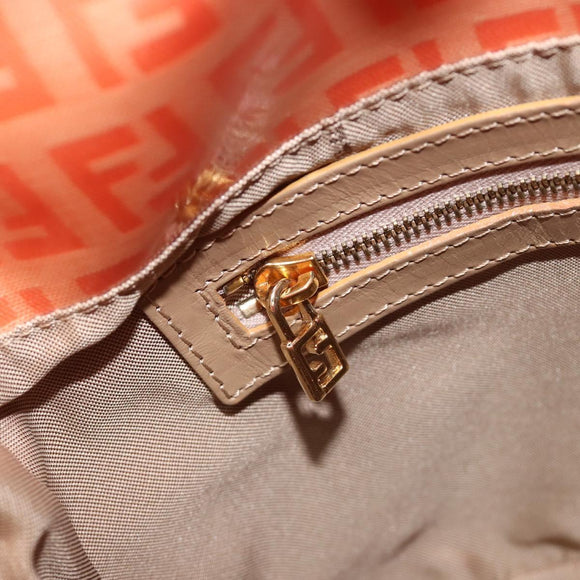 FENDI Zucchino Mamma Baguette Hand Bag Patent Orange Gold Tone Auth 198931