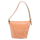 FENDI Zucchino Mamma Baguette Hand Bag Patent Orange Gold Tone Auth 198931-2