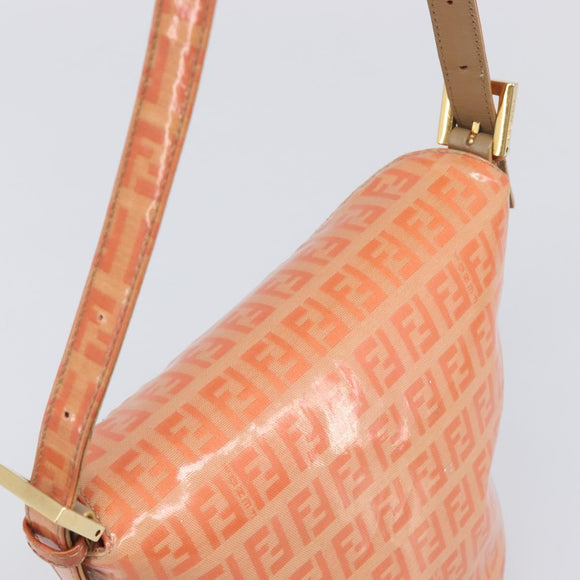 FENDI Zucchino Mamma Baguette Hand Bag Patent Orange Gold Tone Auth 198931