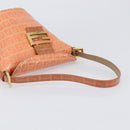 FENDI Zucchino Mamma Baguette Hand Bag Patent Orange Gold Tone Auth 198931-7