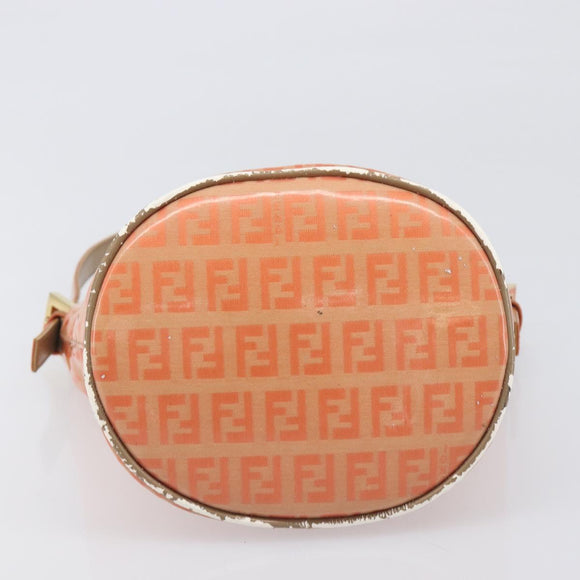 FENDI Zucchino Mamma Baguette Hand Bag Patent Orange Gold Tone Auth 198931
