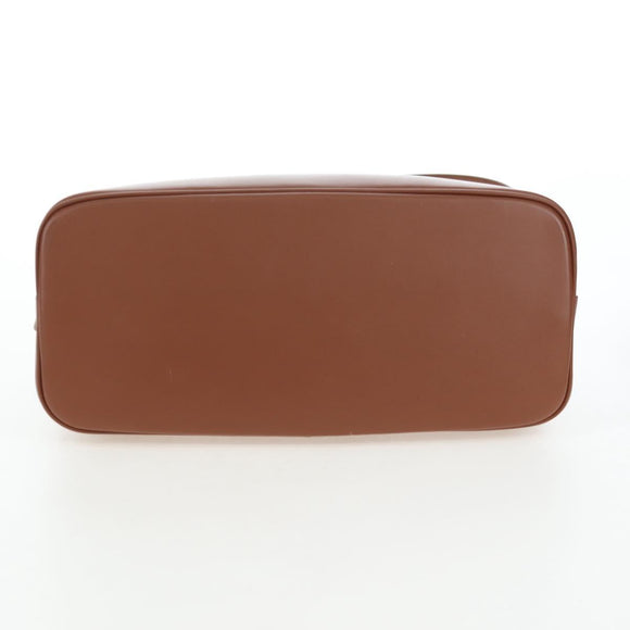 PRADA Vitello Intrecciato Shoulder Bag Leather Brown Silver Auth 198942M