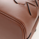 PRADA Vitello Intrecciato Shoulder Bag Leather Brown Silver Auth 198942M-15
