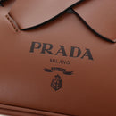 PRADA Vitello Intrecciato Shoulder Bag Leather Brown Silver Auth 198942M-18