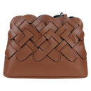 PRADA Vitello Intrecciato Shoulder Bag Leather Brown Silver Auth 198942M-2