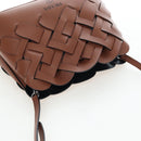 PRADA Vitello Intrecciato Shoulder Bag Leather Brown Silver Auth 198942M-6