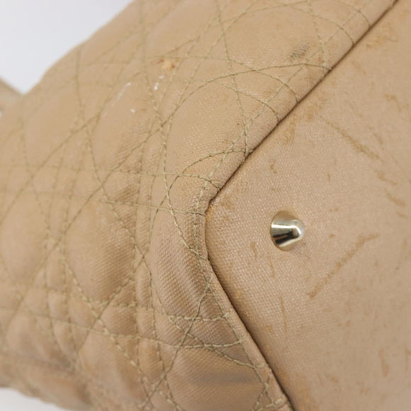 Christian Dior Lady Dior Canage Tote Bag Canvas Beige Gold Tone Auth 198943