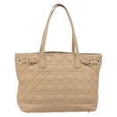 Christian Dior Lady Dior Canage Tote Bag Canvas Beige Gold Tone Auth 198943-3