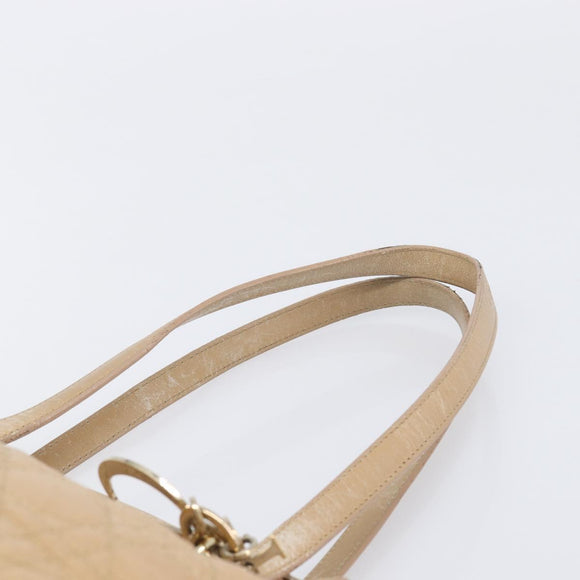 Christian Dior Lady Dior Canage Tote Bag Canvas Beige Gold Tone Auth 198943