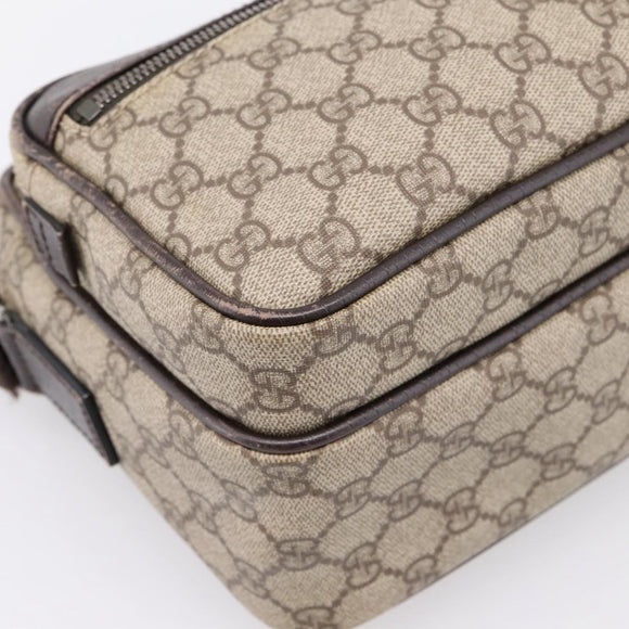 GUCCI GG Supreme Shoulder Bag PVC Leather Beige Silver 114531 Auth 198958
