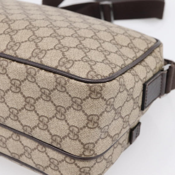 GUCCI GG Supreme Shoulder Bag PVC Leather Beige Silver 114531 Auth 198958