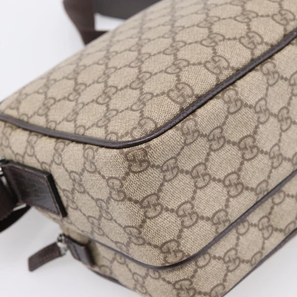 GUCCI GG Supreme Shoulder Bag PVC Leather Beige Silver 114531 Auth 198958