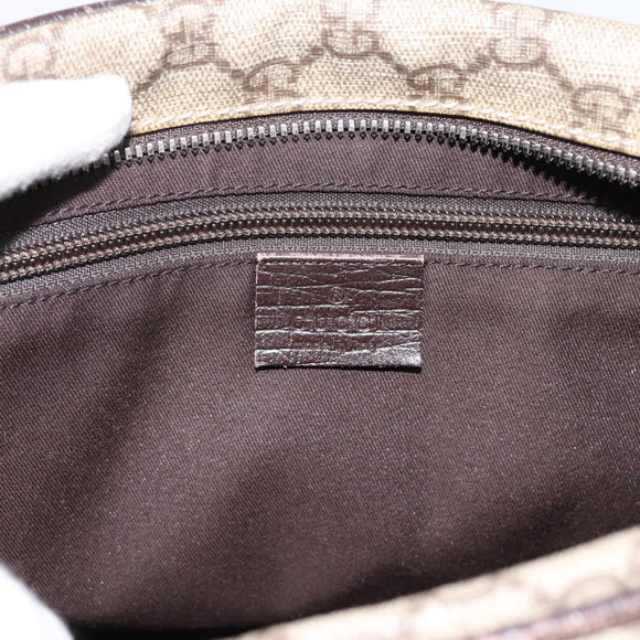 GUCCI GG Supreme Shoulder Bag PVC Leather Beige Silver 114531 Auth 198958