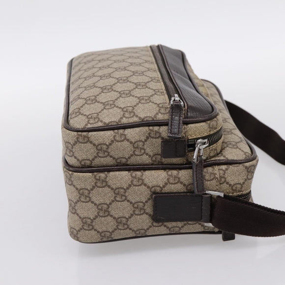 GUCCI GG Supreme Shoulder Bag PVC Leather Beige Silver 114531 Auth 198958