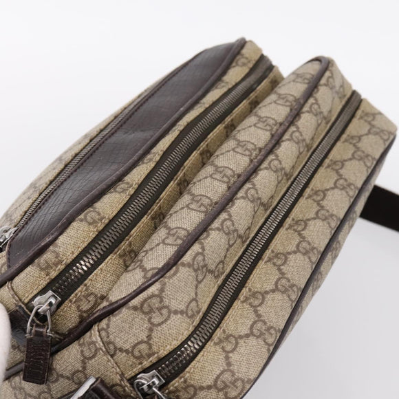 GUCCI GG Supreme Shoulder Bag PVC Leather Beige Silver 114531 Auth 198958