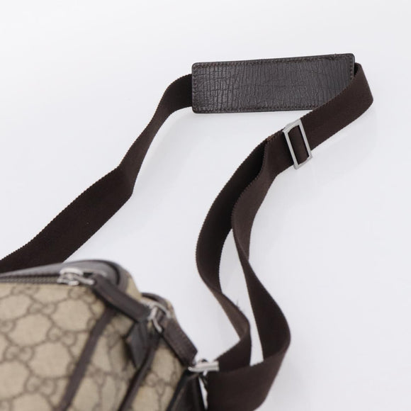 GUCCI GG Supreme Shoulder Bag PVC Leather Beige Silver 114531 Auth 198958
