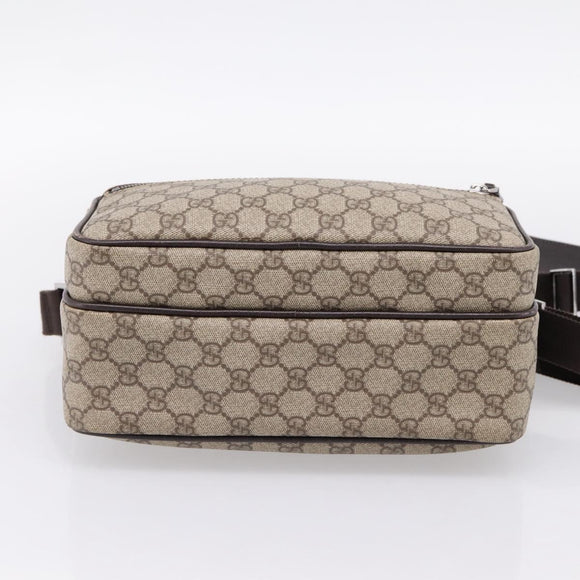 GUCCI GG Supreme Shoulder Bag PVC Leather Beige Silver 114531 Auth 198958