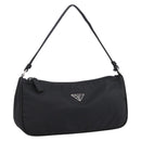 PRADA Accessory Pouch Nylon Black Silver Auth 198964-1