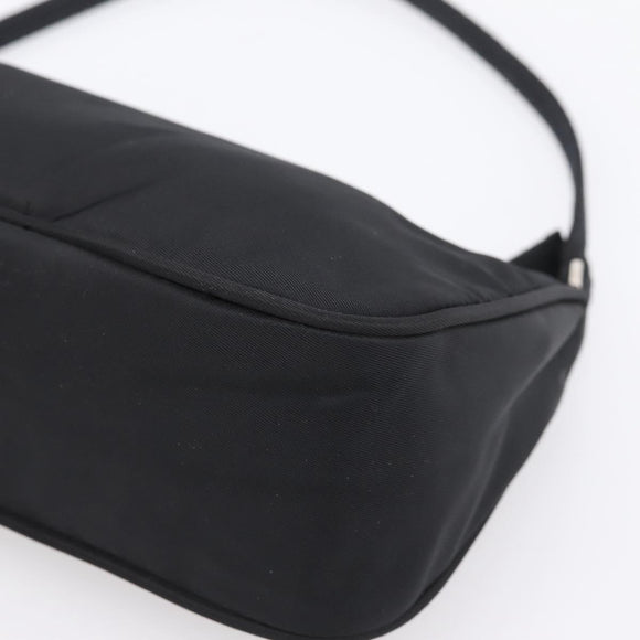 PRADA Accessory Pouch Nylon Black Silver Auth 198964
