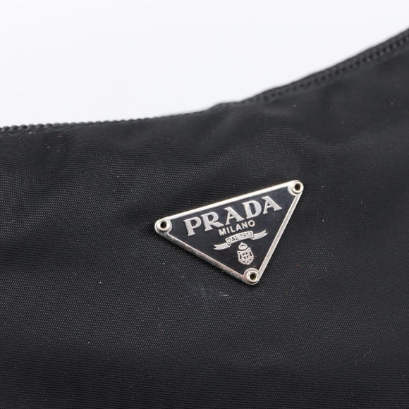PRADA Accessory Pouch Nylon Black Silver Auth 198964