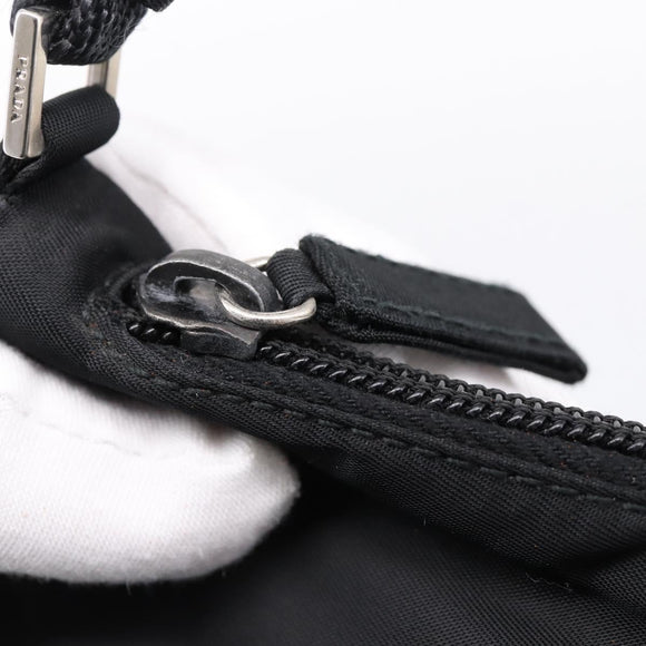 PRADA Accessory Pouch Nylon Black Silver Auth 198964