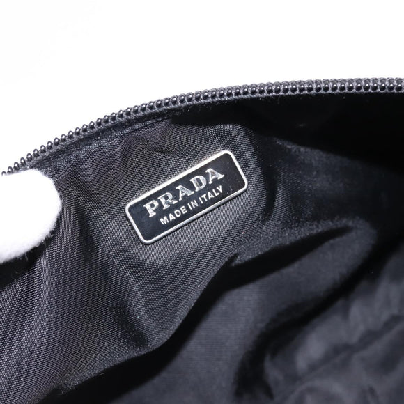 PRADA Accessory Pouch Nylon Black Silver Auth 198964