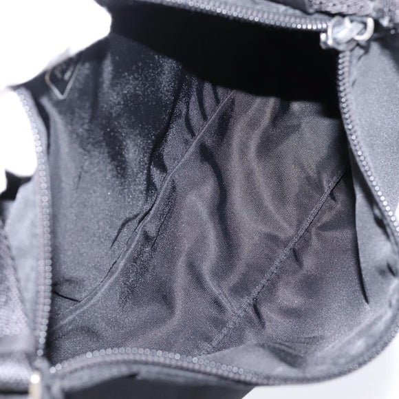 PRADA Accessory Pouch Nylon Black Silver Auth 198964