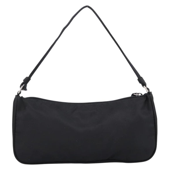 PRADA Accessory Pouch Nylon Black Silver Auth 198964
