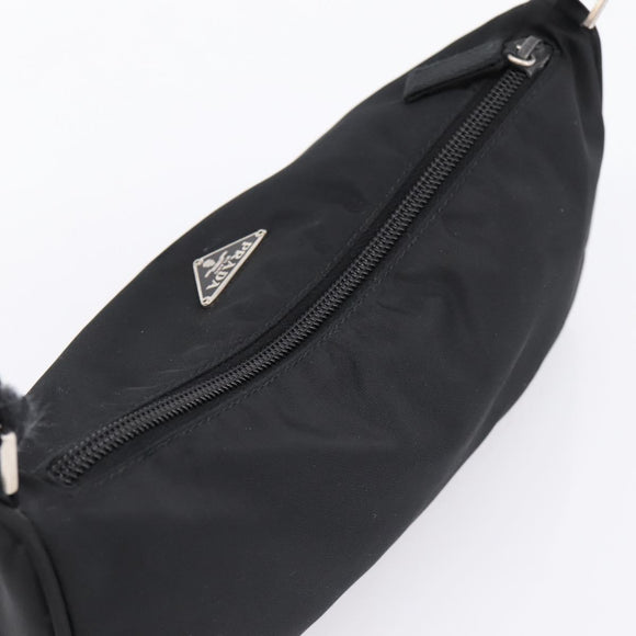 PRADA Accessory Pouch Nylon Black Silver Auth 198964