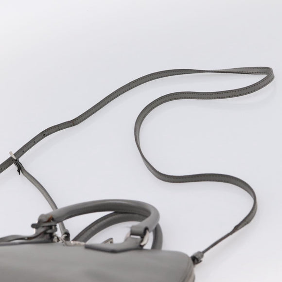 PRADA Hand Bag Saffiano 2way Gray Silver Auth 198967A