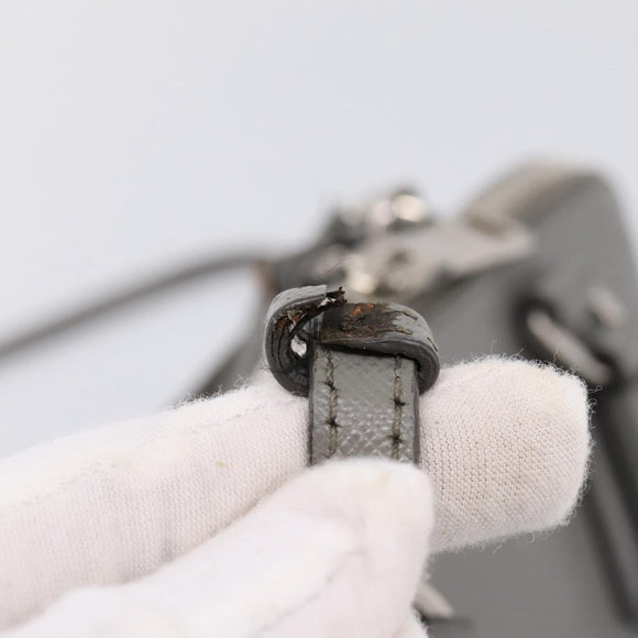 PRADA Hand Bag Saffiano 2way Gray Silver Auth 198967A